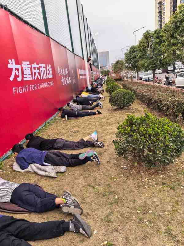  接地气，重庆球迷趴在草地上透过围栏缝隙观看铜梁龙热身赛 新闻