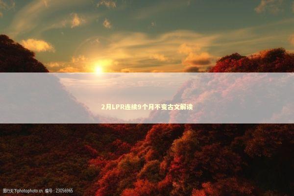 2月LPR连续9个月不变古文解读 新闻